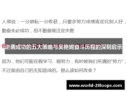 逆袭成功的五大策略与吴艳妮奋斗历程的深刻启示