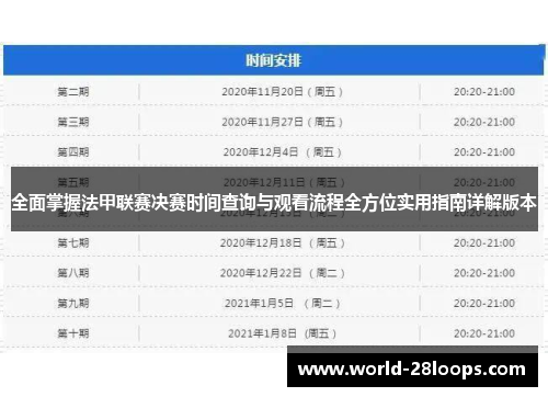 全面掌握法甲联赛决赛时间查询与观看流程全方位实用指南详解版本