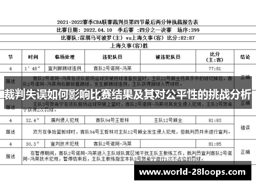 裁判失误如何影响比赛结果及其对公平性的挑战分析